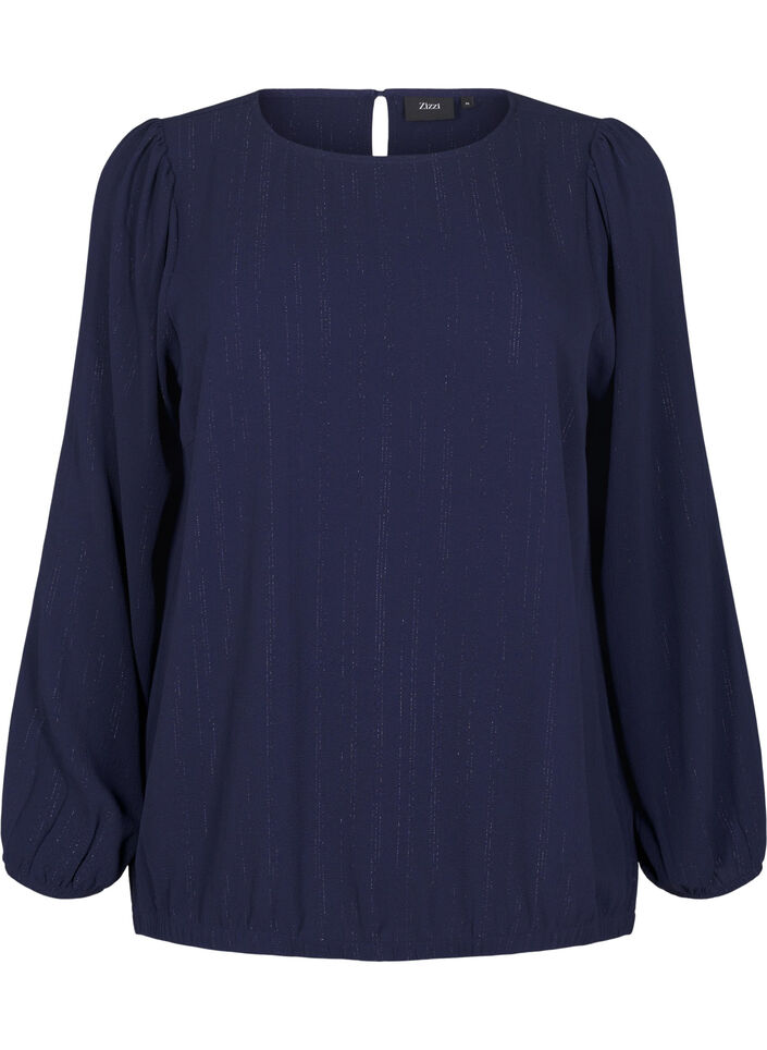 Blouse met zilveren glitter, Blauw, Packshot image number 0