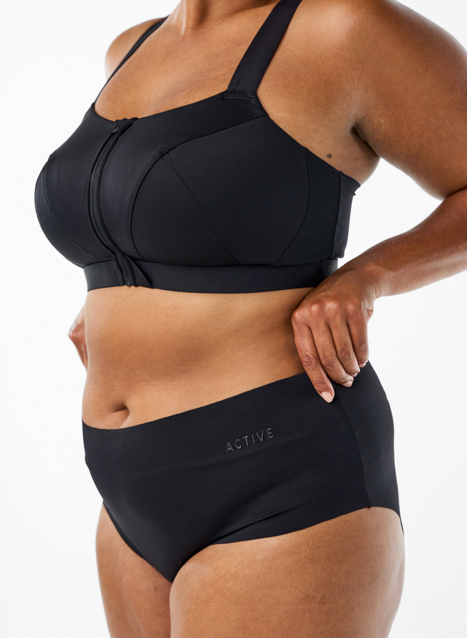 Zizzi 2-pack onzichtbare brief training panties, Zwart, Model image number 2