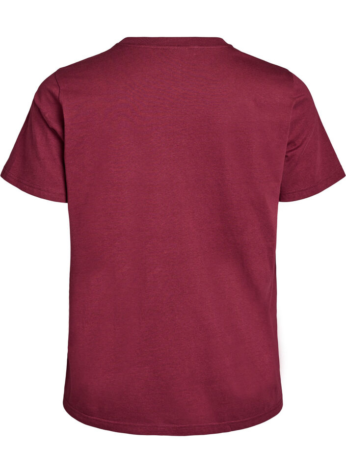 Basic katoenen T-shirt met ronde hals, Donker Bordeaux, Packshot image number 1