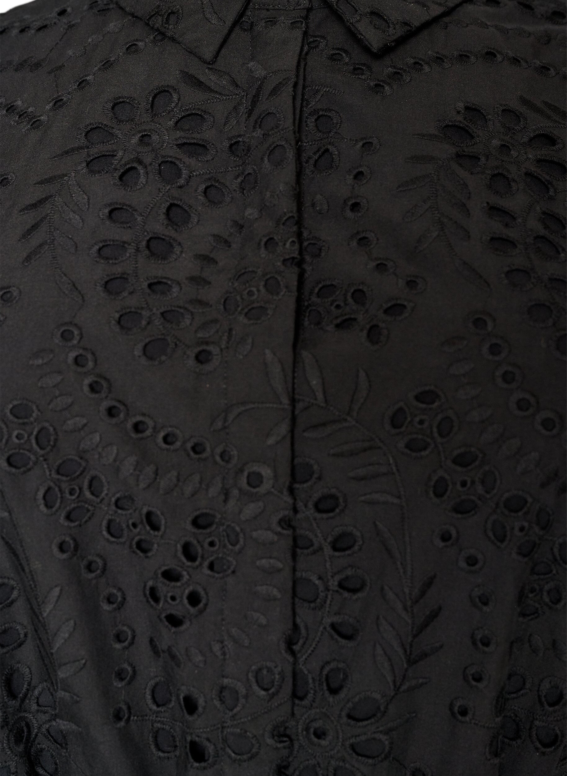 ZizziBlousejurk in broderie anglaise met strikceintuur, Zwart, Packshot image number 2