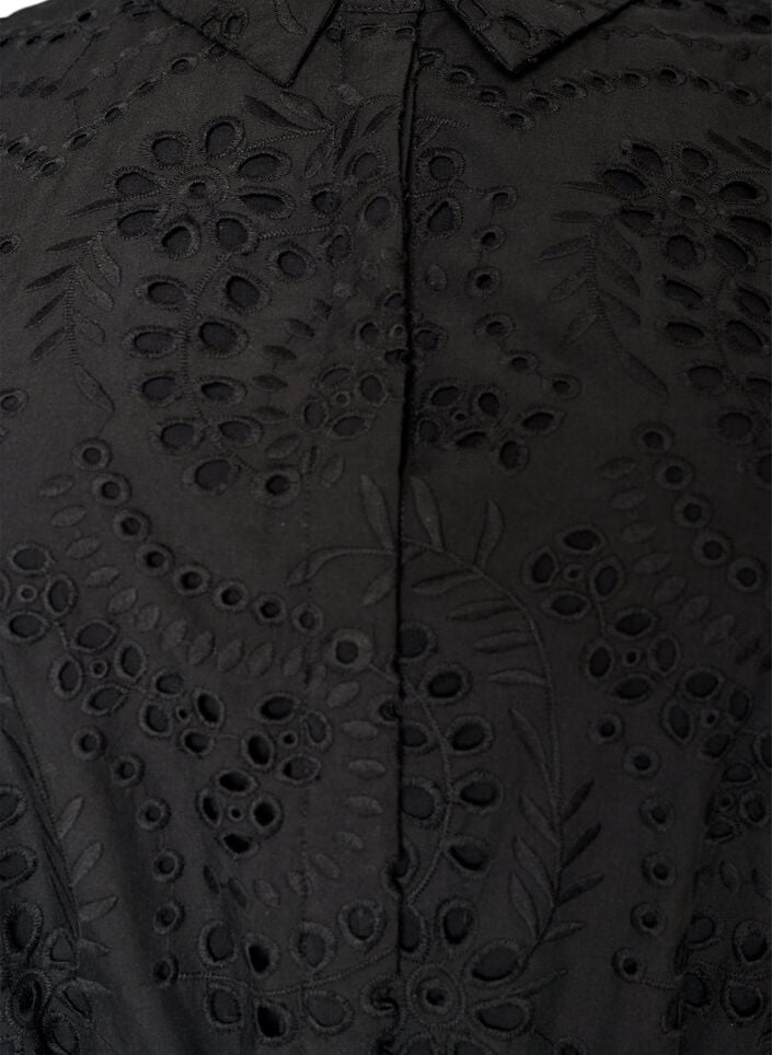 Blousejurk in broderie anglaise met strikceintuur, Zwart, Packshot image number 2