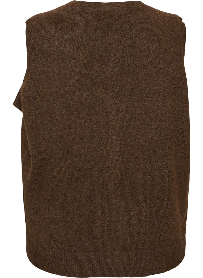 Gebreide vest met decoratieve knopen, Bruin, Packshot image number 1
