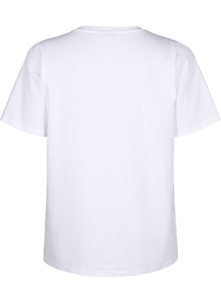T-shirt van biologisch katoen met geborduurde details, Bright White, Packshot image number 1
