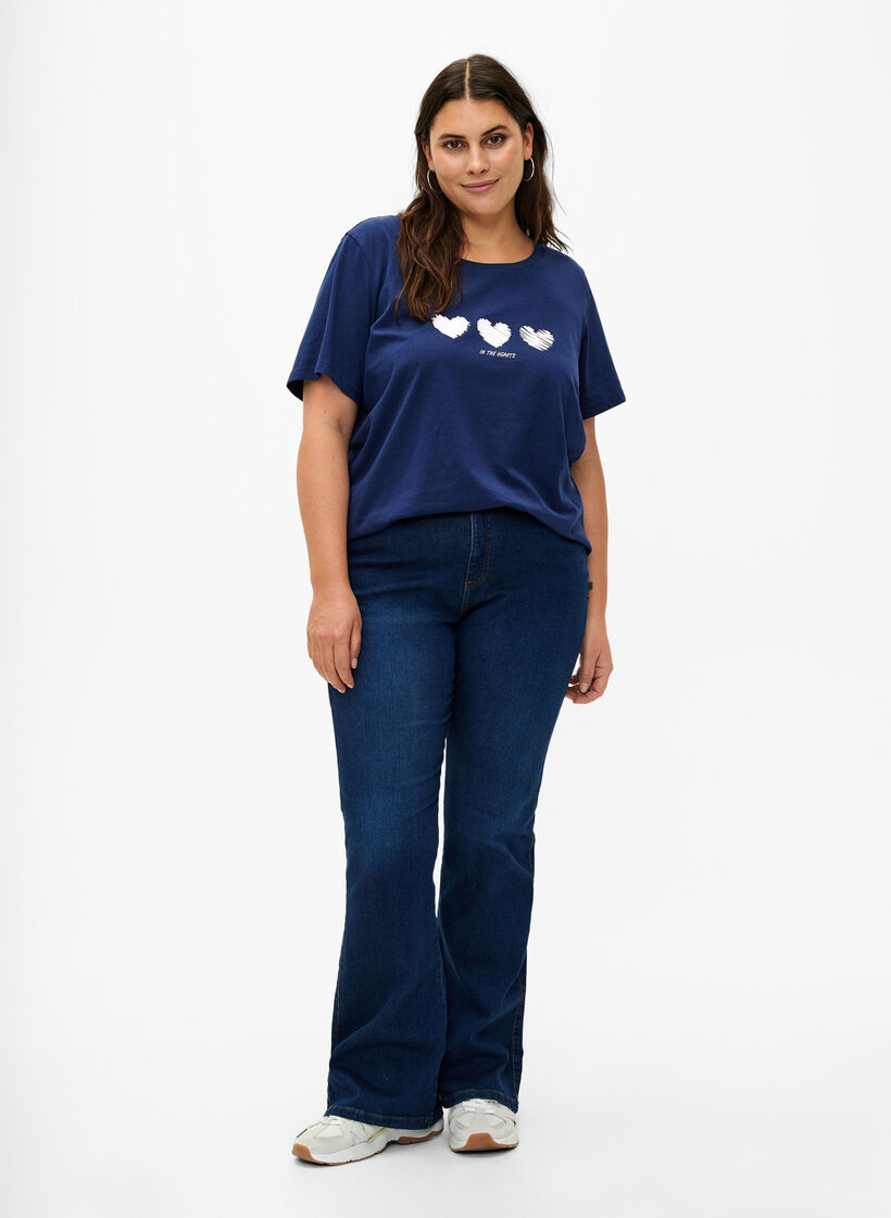 Katoenen T-shirt met ronde hals en print, Medieval B.W. Hearts, Model image number 2