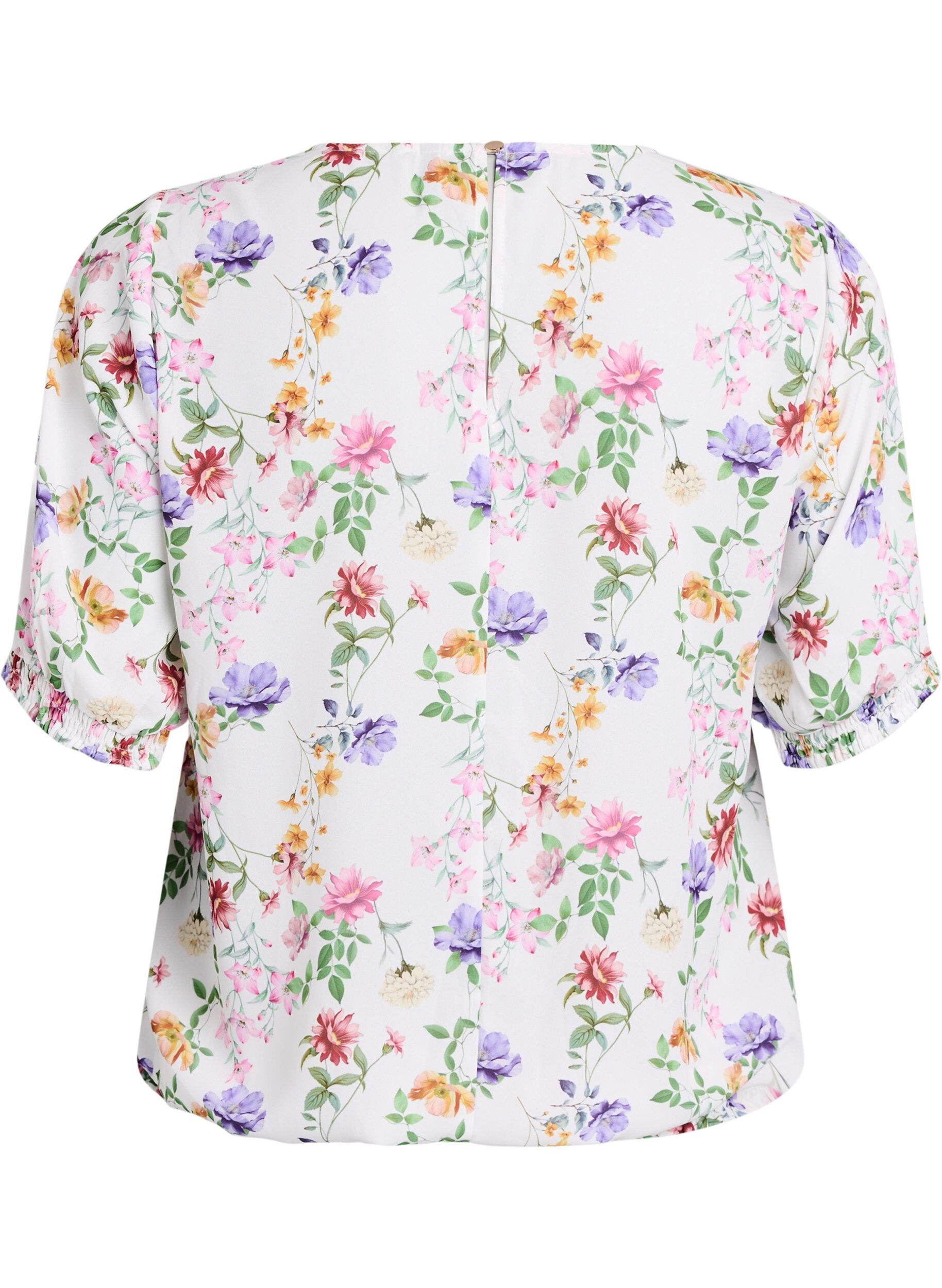 Zizzi Bloemenblouse met smok, Roze, Packshot image number 1
