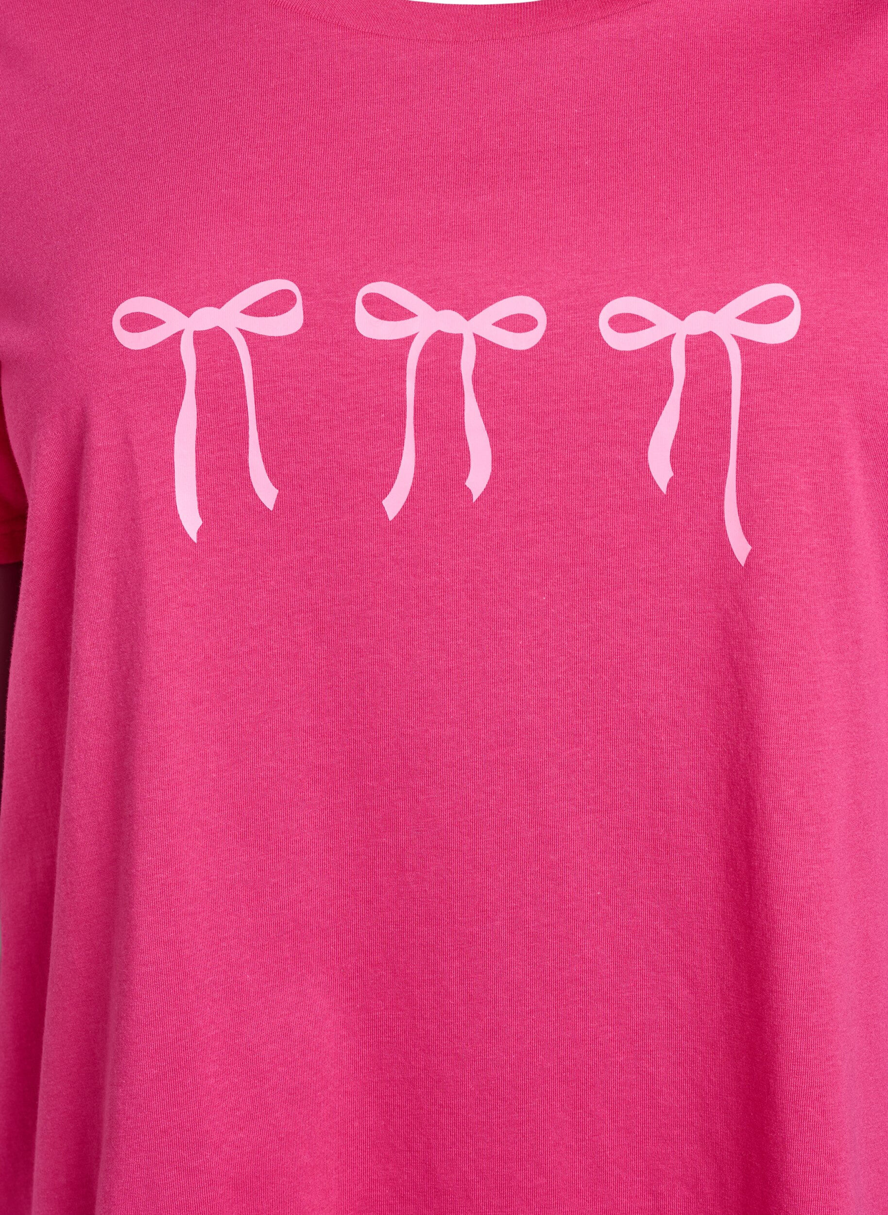 Zizzi Katoenen T-shirt met motief, Raspberry w. Bows, Packshot image number 2