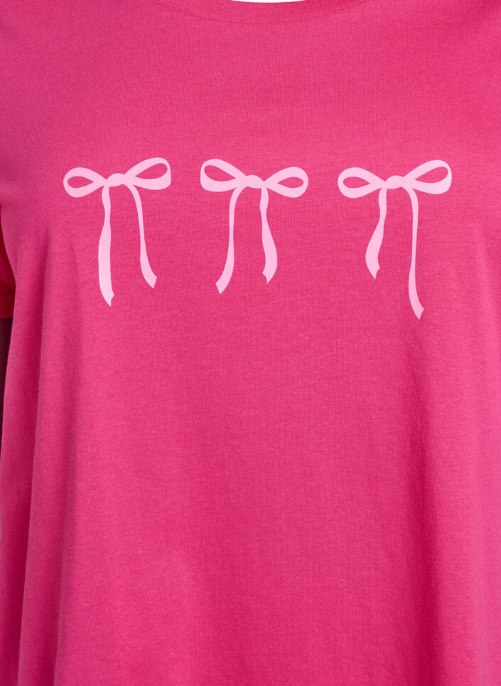 Katoenen T-shirt met motief, Raspberry w. Bows, Packshot image number 2