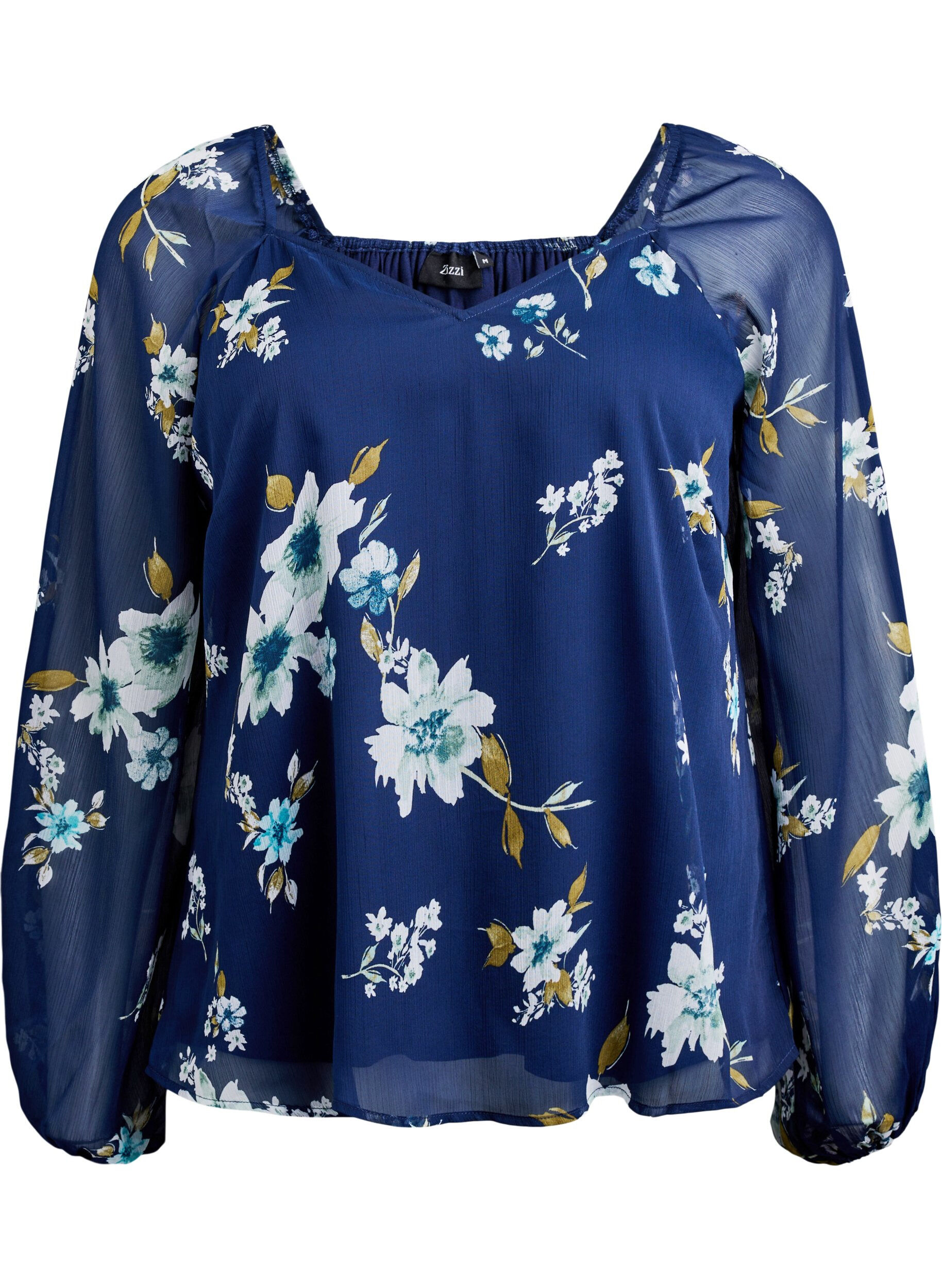 Chiffon blouse met bloemenprint en lange mouwen