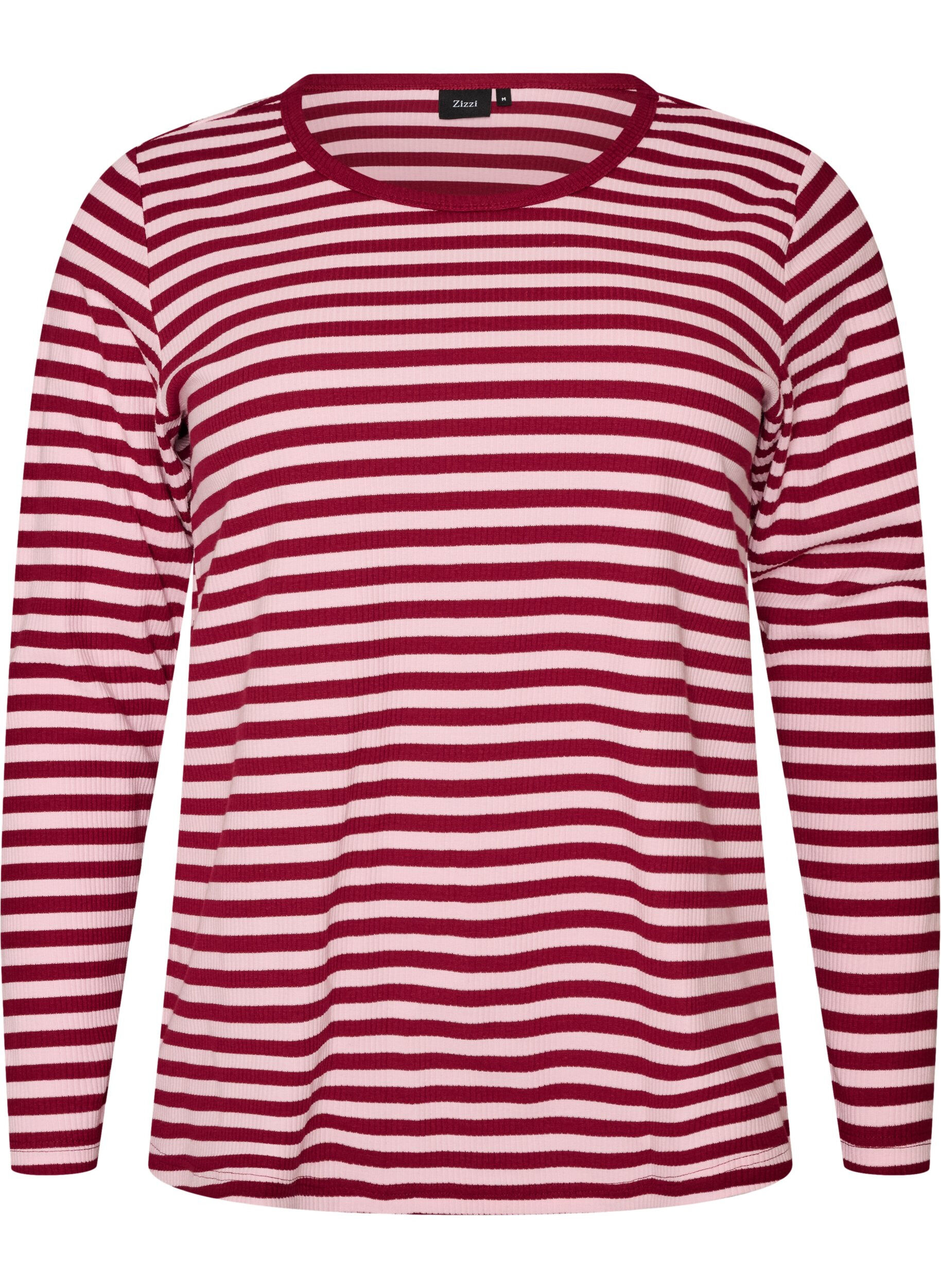 ZizziGestreepte blouse met lange mouwen, Roze, Packshot image number 0