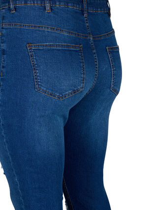 Slim fit jeans met slijtagedetails, Blue Denim, Packshot image number 3