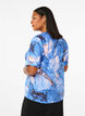 Viscose blouse met marmerprint en korte mouwen, Blauw, Model image number 2