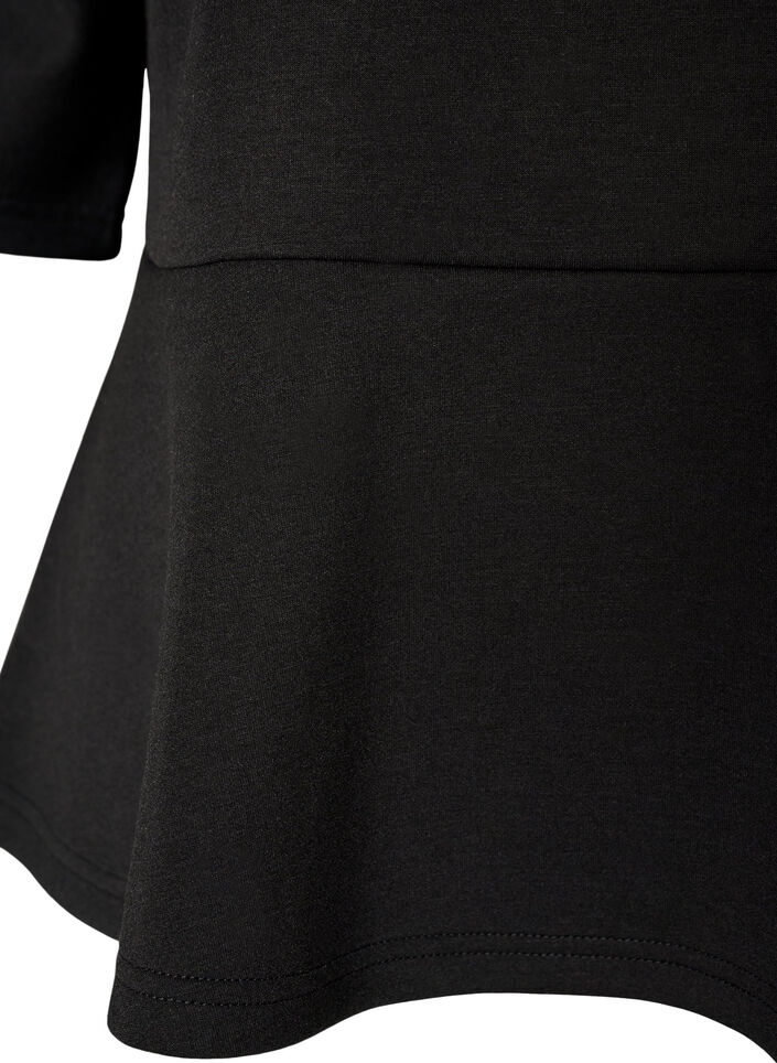 Peplum blouse met ellebooglange mouwen, Zwart, Packshot image number 3