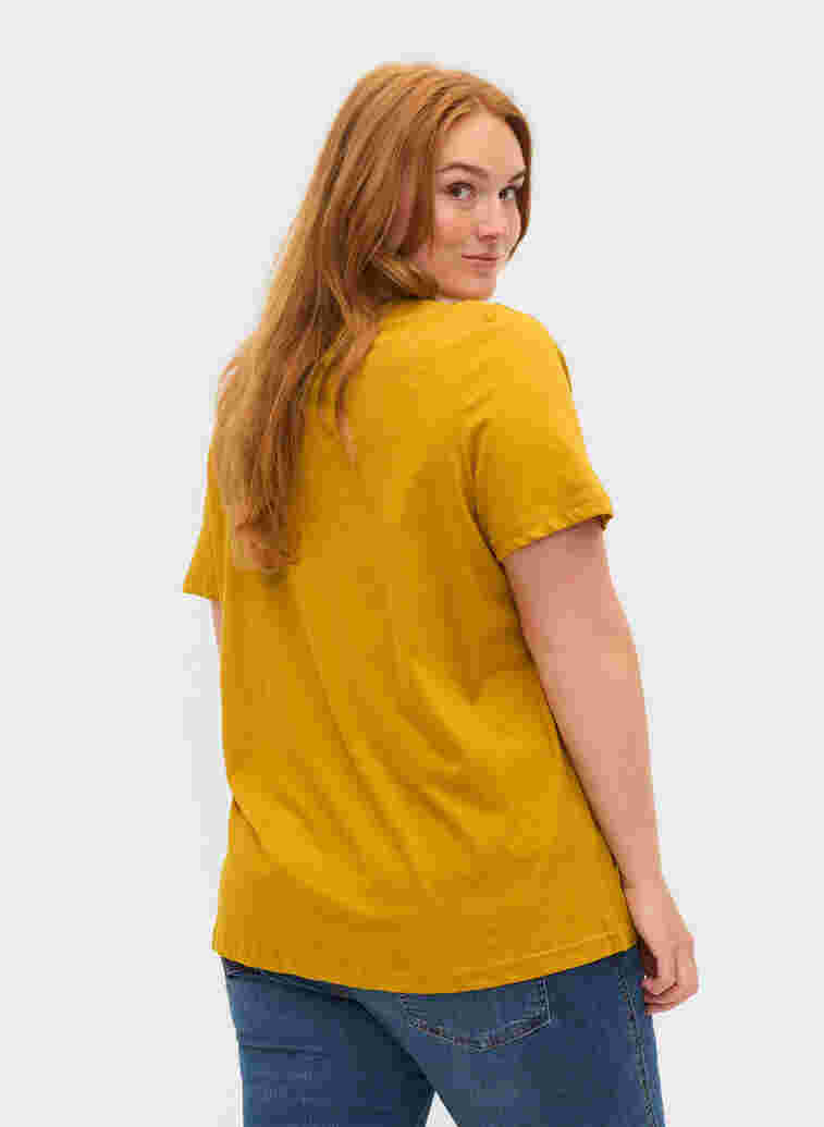 Katoenen t-shirt met korte mouwen en print, Harvest Gold, Model image number 1