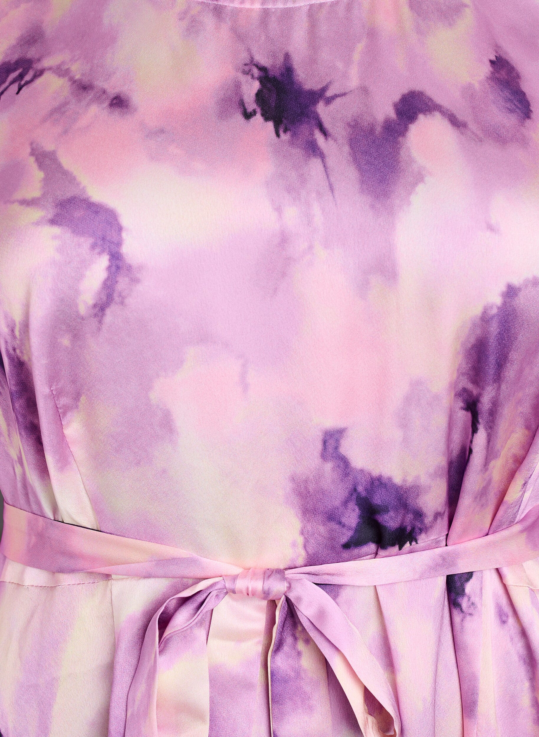 Zizzi Feestjurk met korte mouwen en strikceintuur, Paars, Packshot image number 2