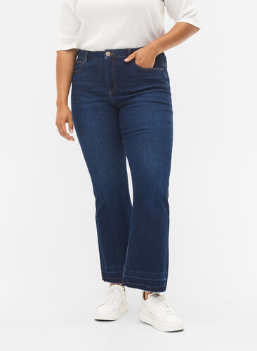 Ellen bootcut jeans met hoge taille, Dark blue, Model image number 2