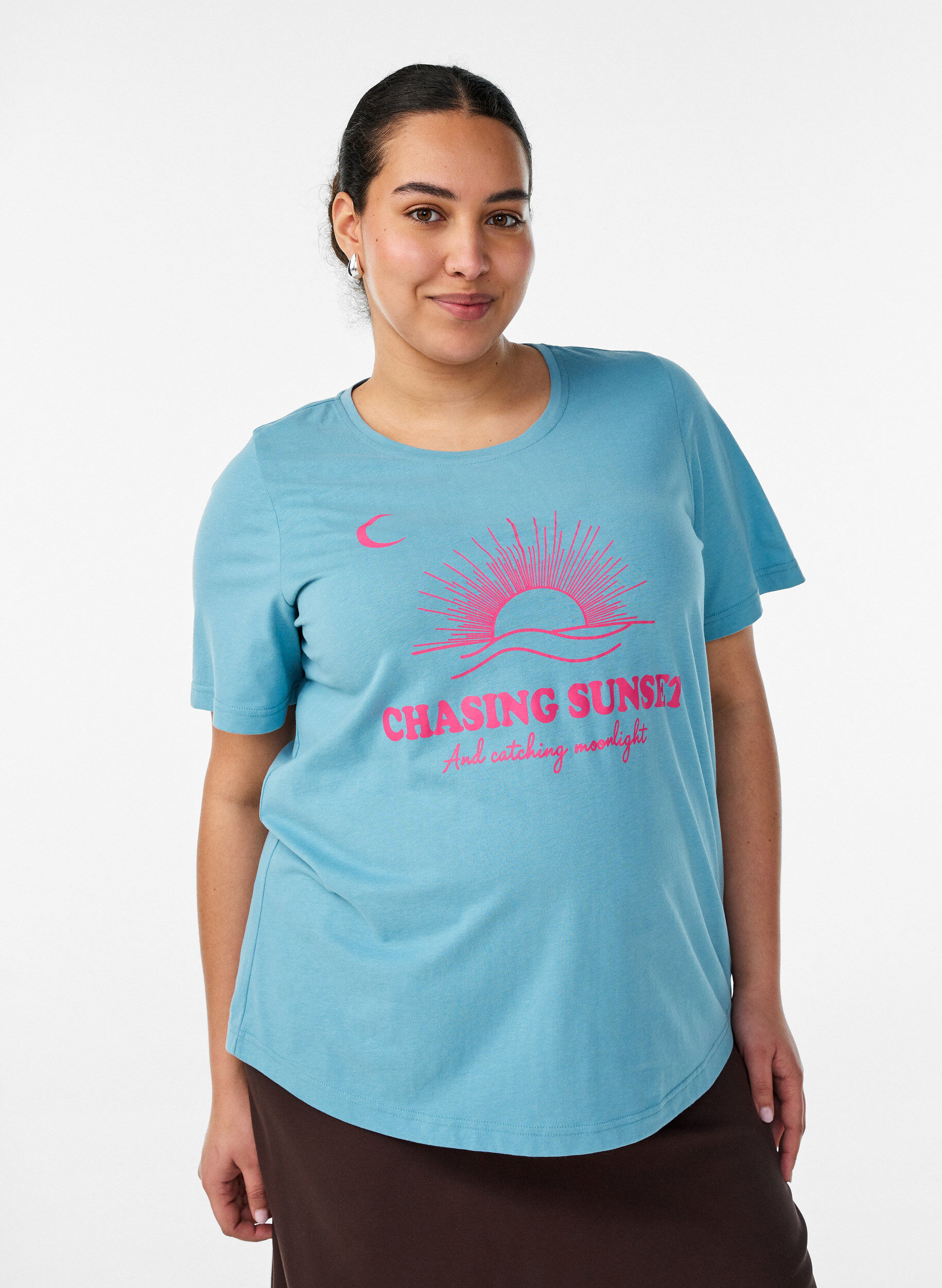 ZizziT-shirt met motief, Blauw, Model image number 0