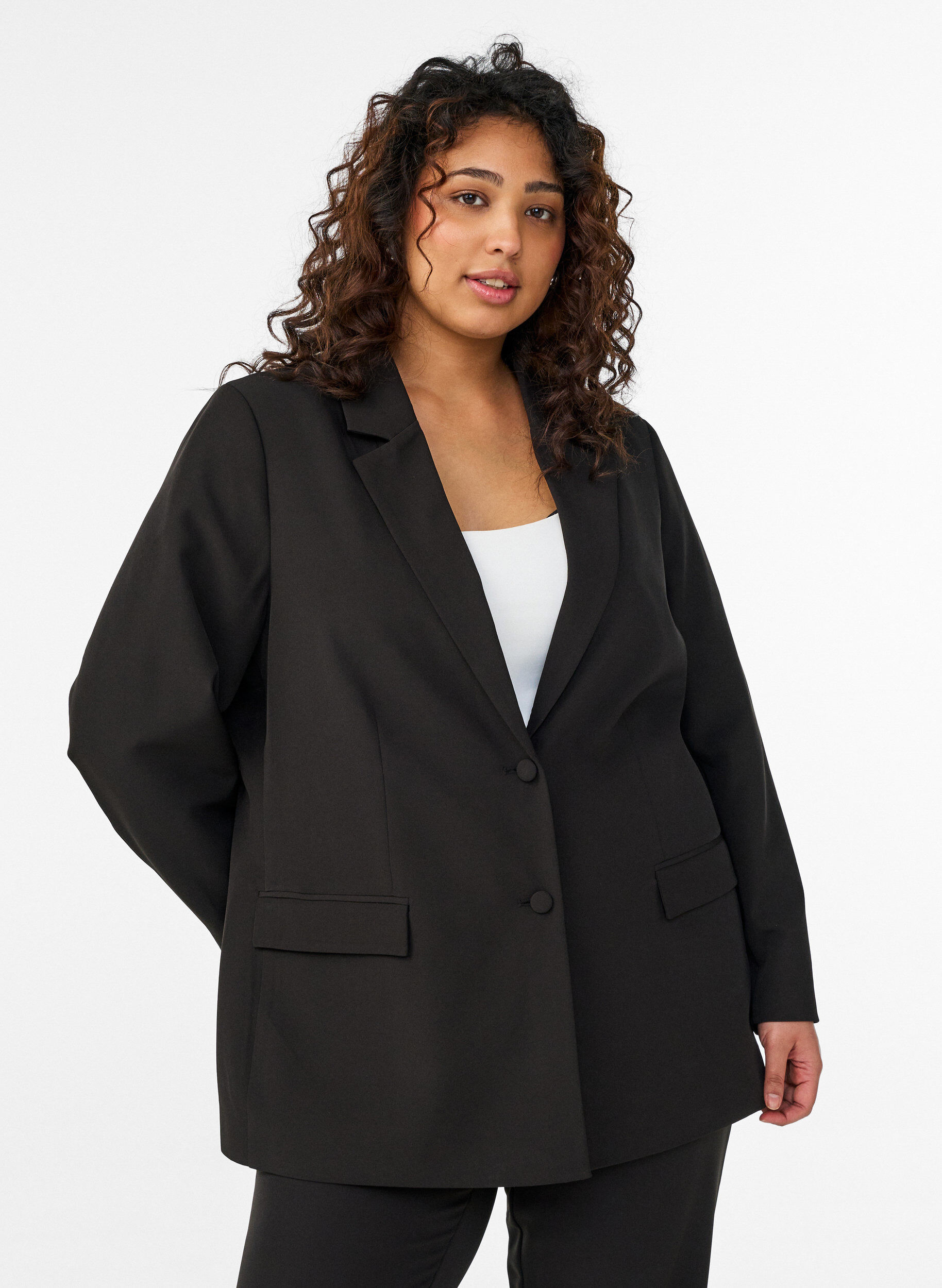 Klassieke blazer met knoopsluiting, Zwart, Model