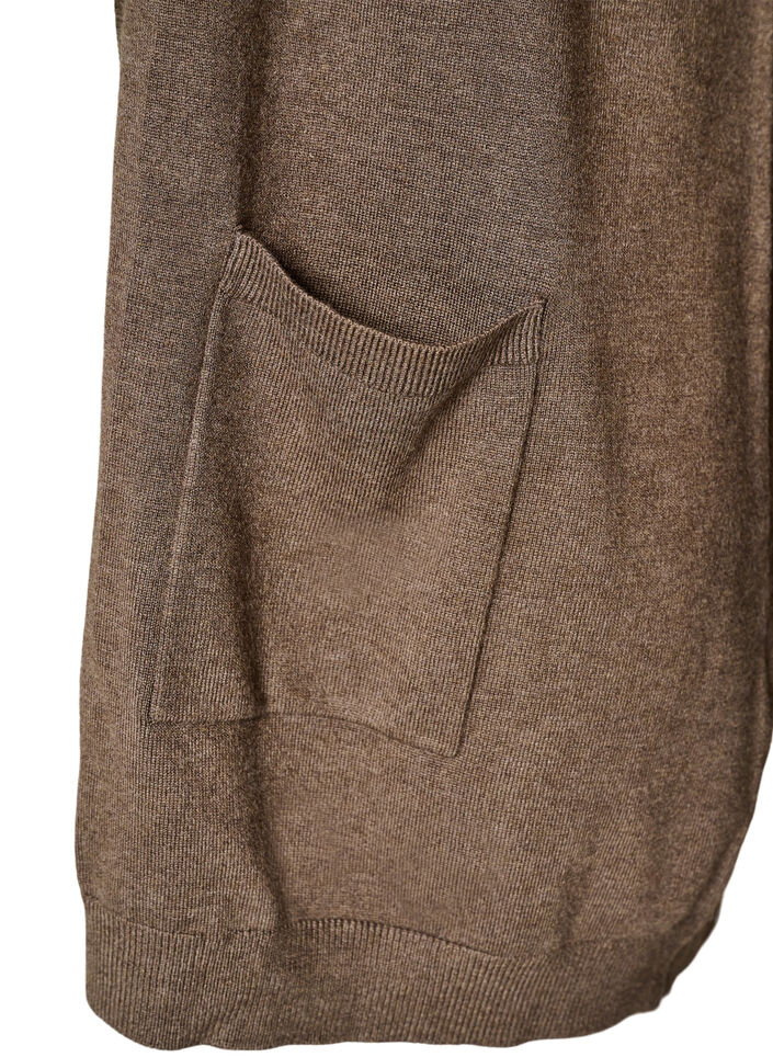 Lang gebreid vest in viscosemix, Bruin, Packshot image number 2