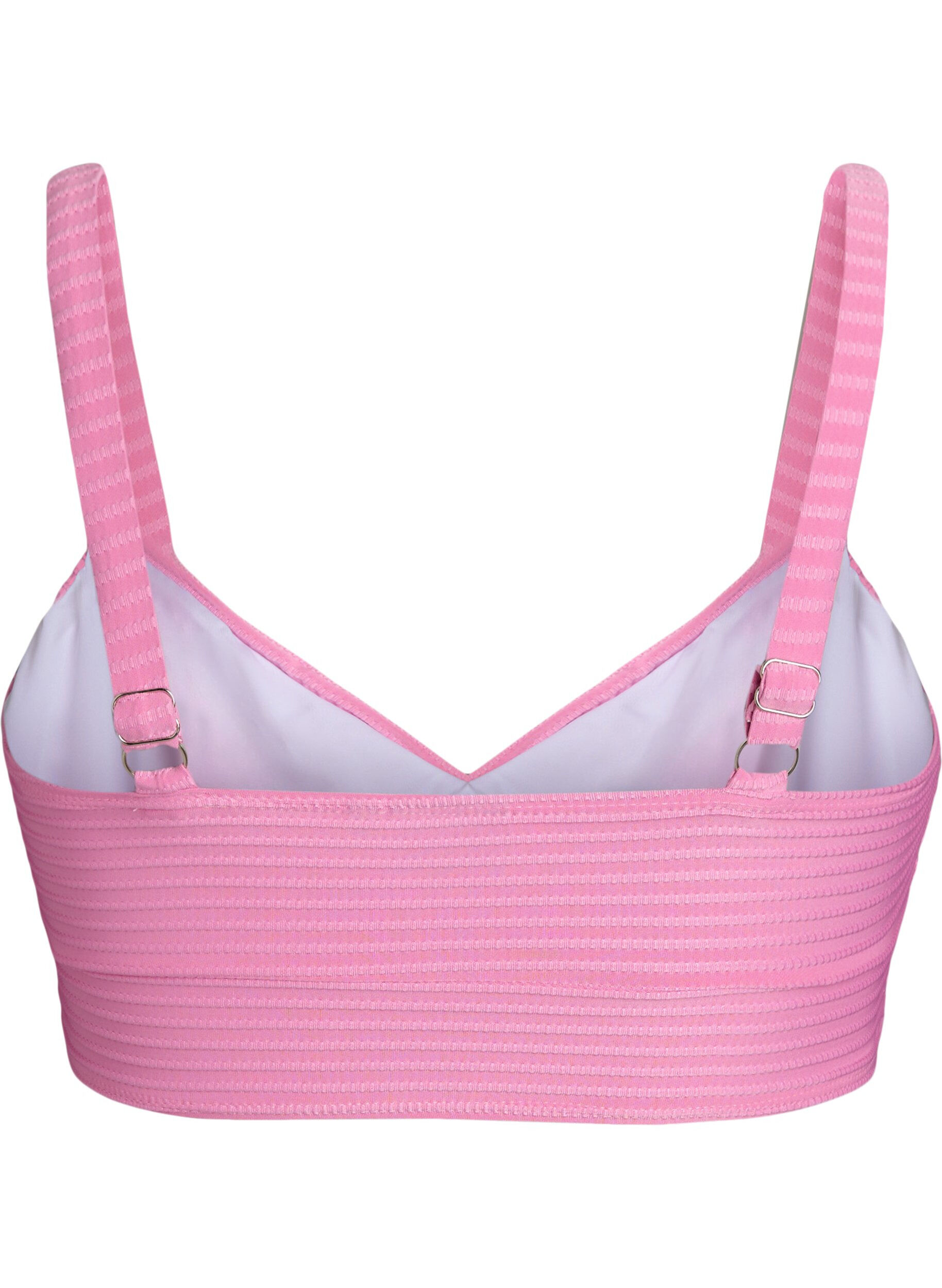 Zizzi Bikinitop met gestreepte textuur en kruislingse bandjes, Roze, Packshot image number 1