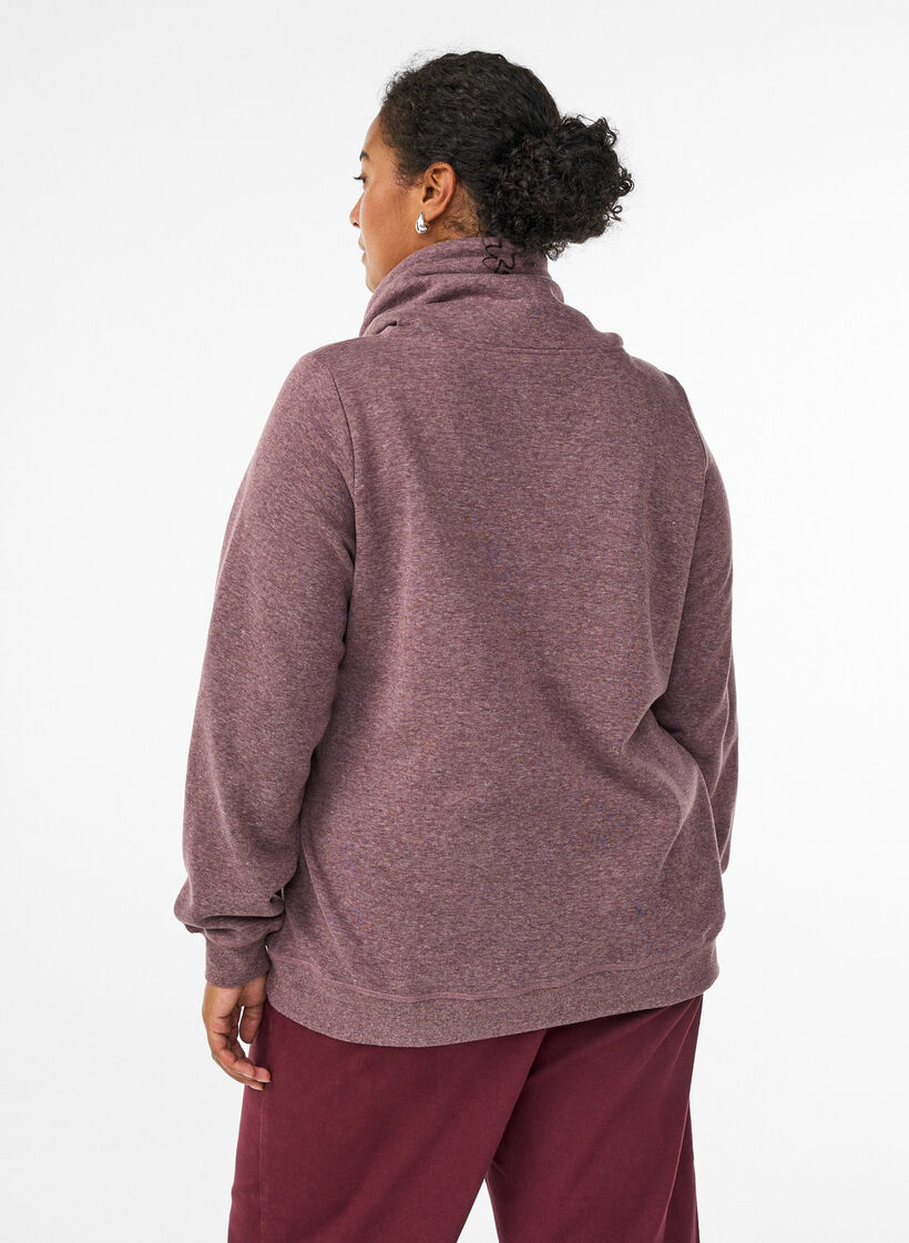 Sweatshirt met hoge kraag en zakken, Rood, Model image number 2