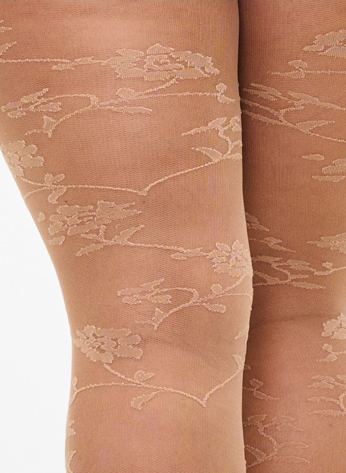Zizzi 30 denier panty's met bloemenpatroon, Nude, Packshot image number 1