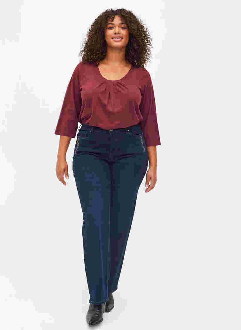 Katoenen blouse met 3/4 mouwen, Port Royal, Model image number 2