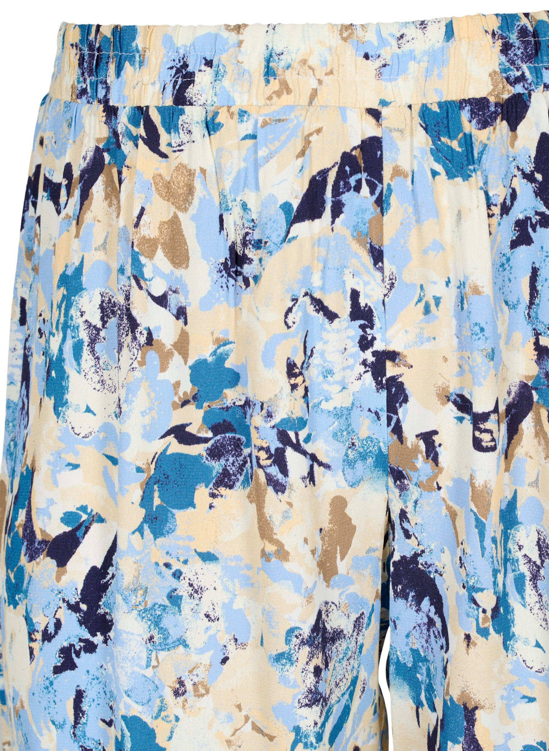 Zizzi Losse shorts van viscose, Blue Graphic AOP, Packshot image number 2
