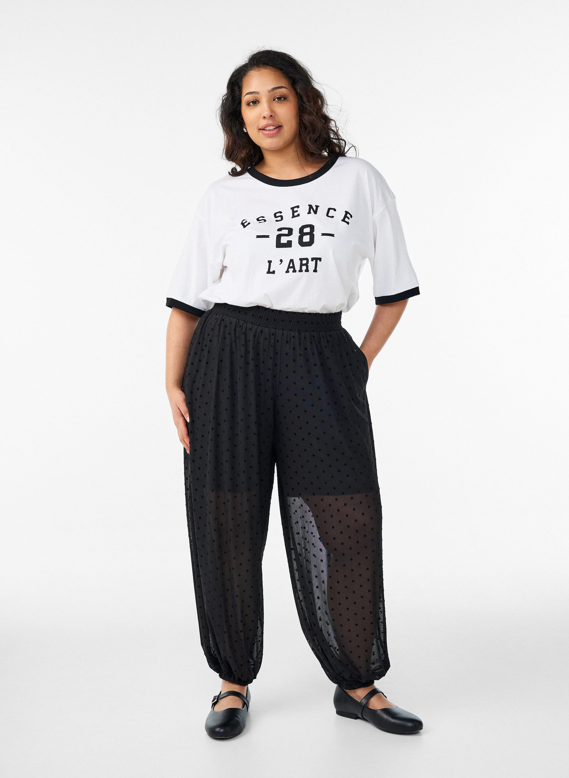 ZizziKatoenen T-shirt met tekstprint en boxy fit, Wit, Model image number 1