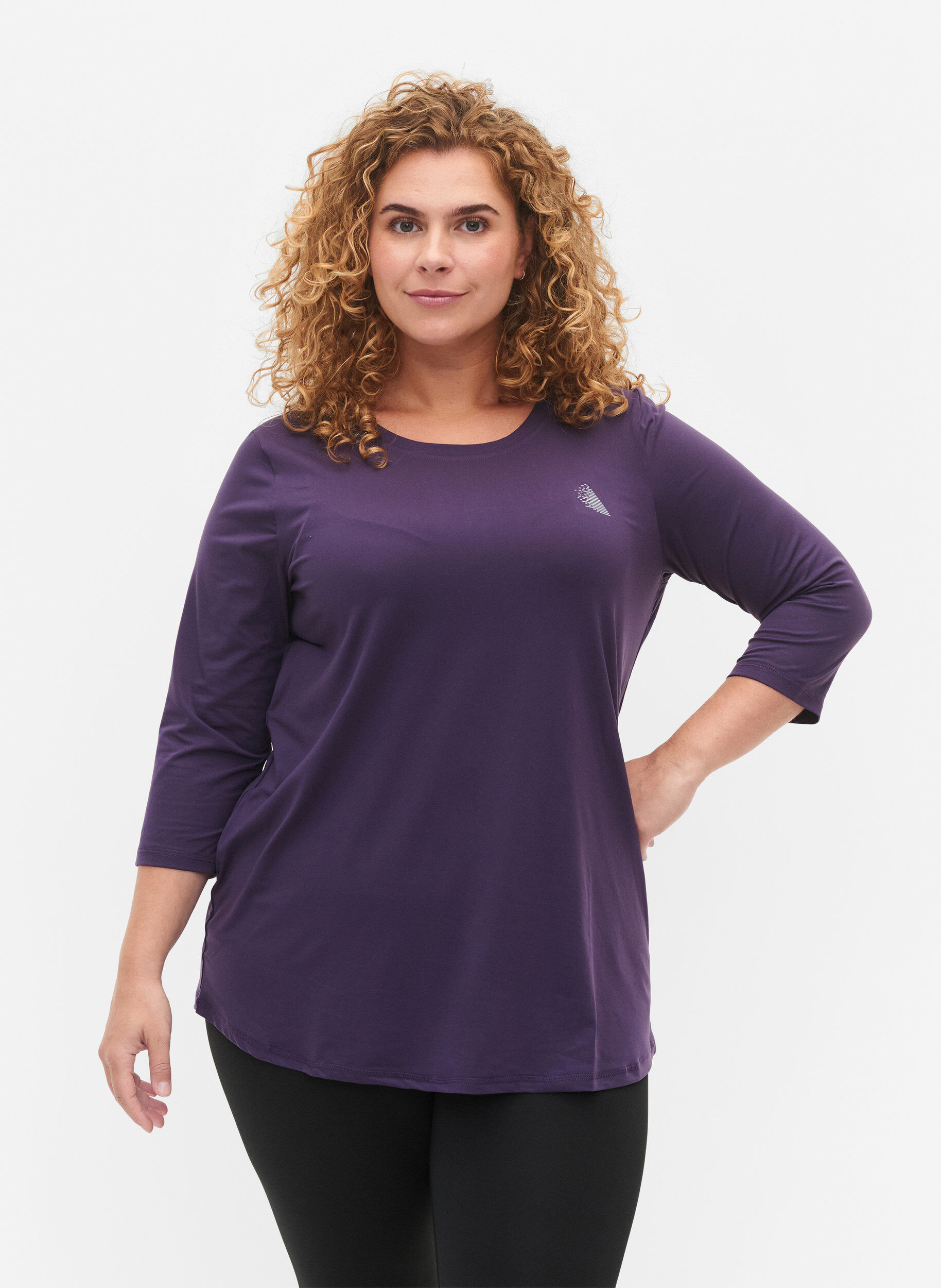 Zizzi Trainingsblouse met 3/4-mouwen, Paars, Model image number 0