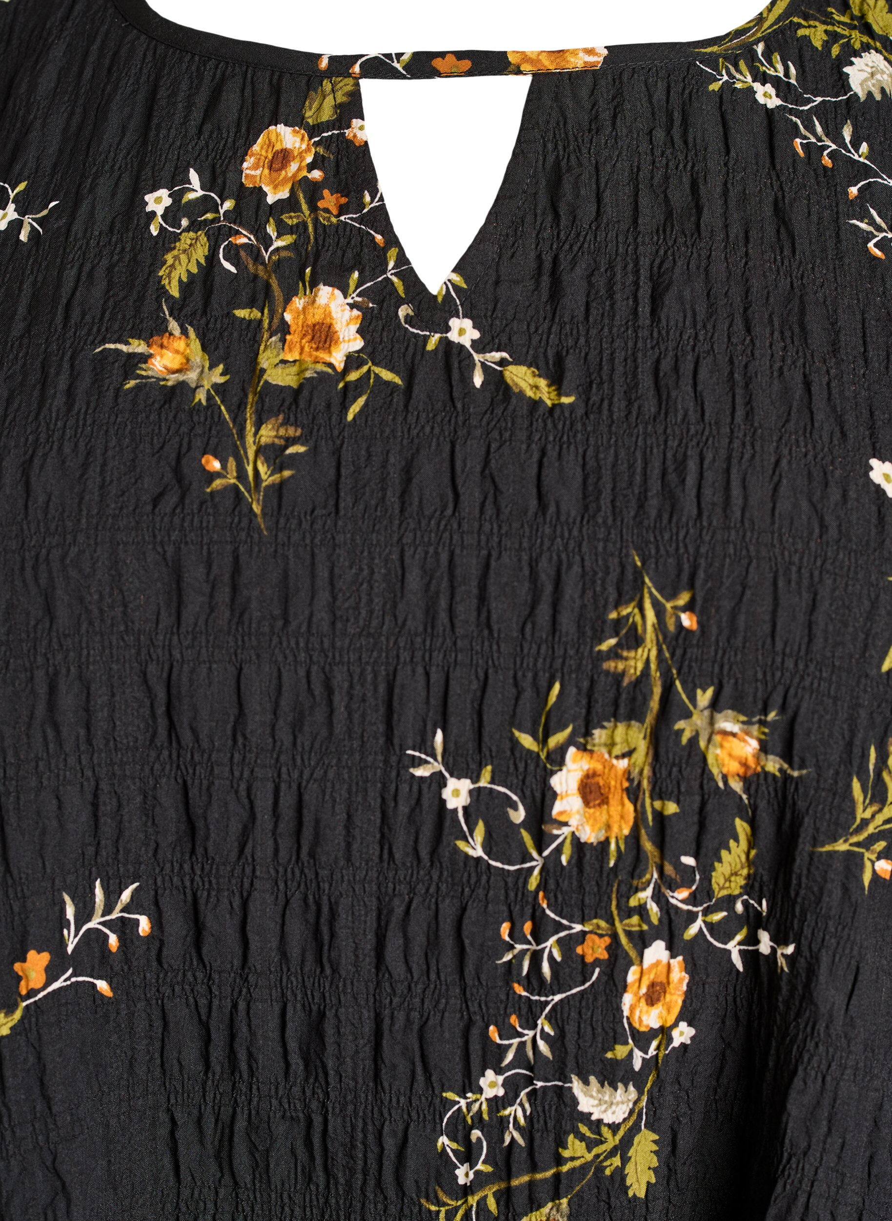 Zizzi Blouse met lange mouwen en bloemenprint, Zwart, Packshot image number 2