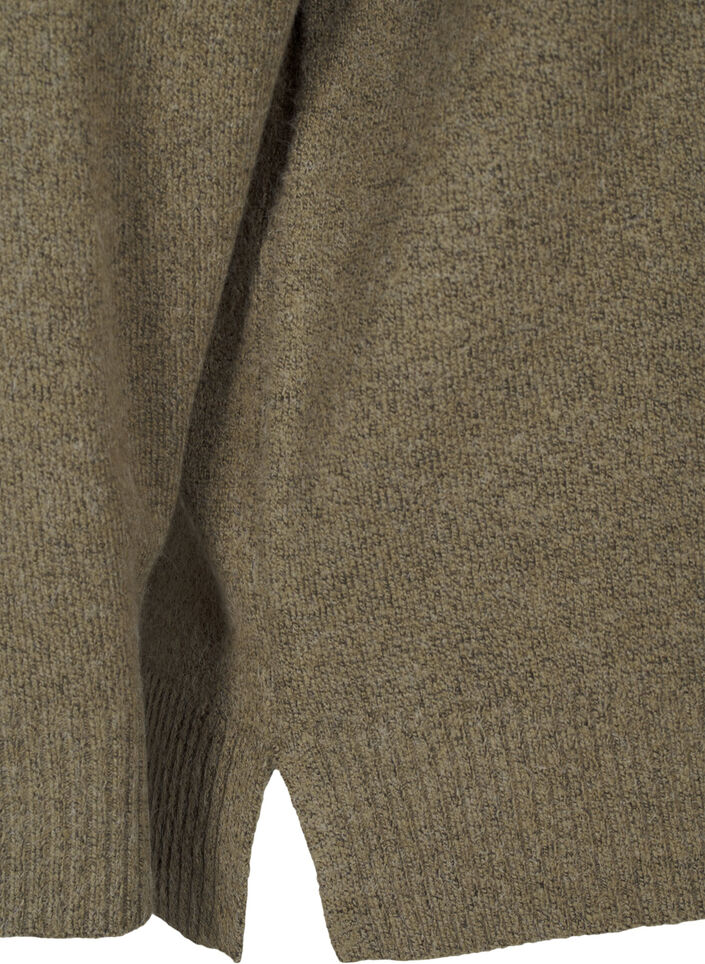 Gebreide blouse met V-hals, Dusky G. Black Mel., Packshot image number 3