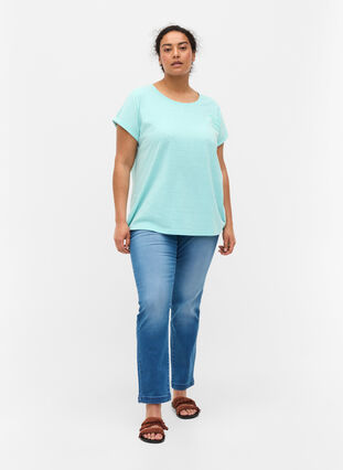 Gemêleerd t-shirt in katoen, Aqua Splash Melange, Model image number 2