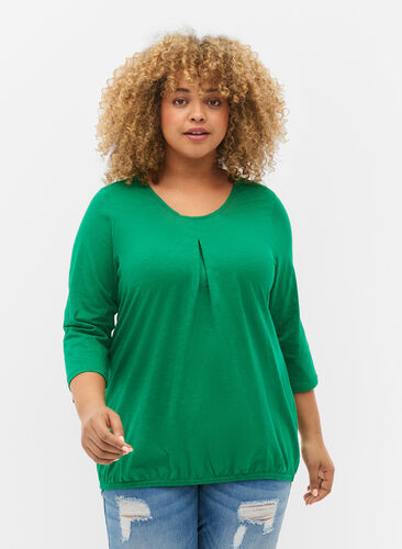 Katoenen blouse met 3/4 mouwen, Jolly Green, Model image number 0