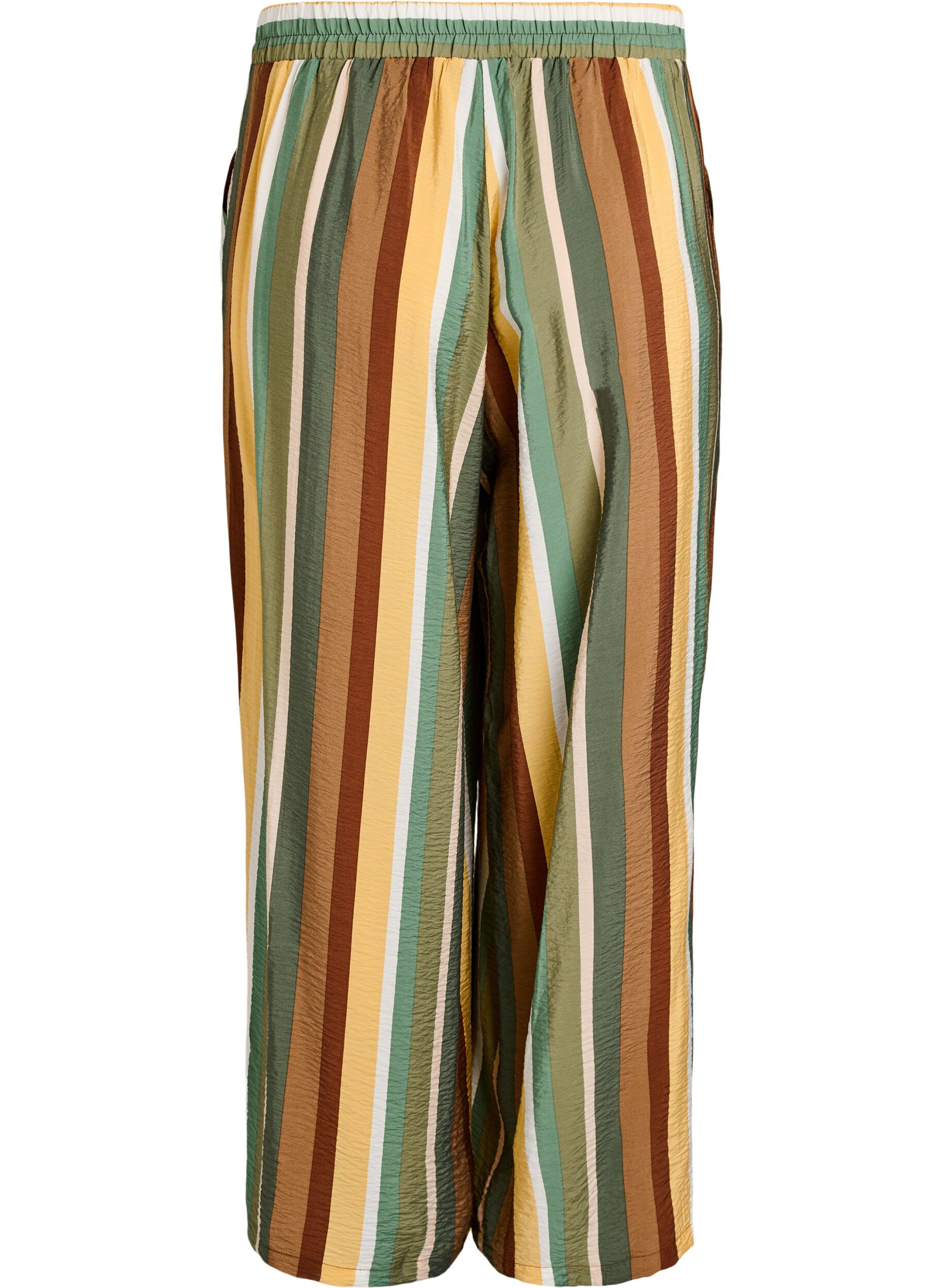 ZizziLosse viscose broek met strepen, Bruin, Packshot image number 1