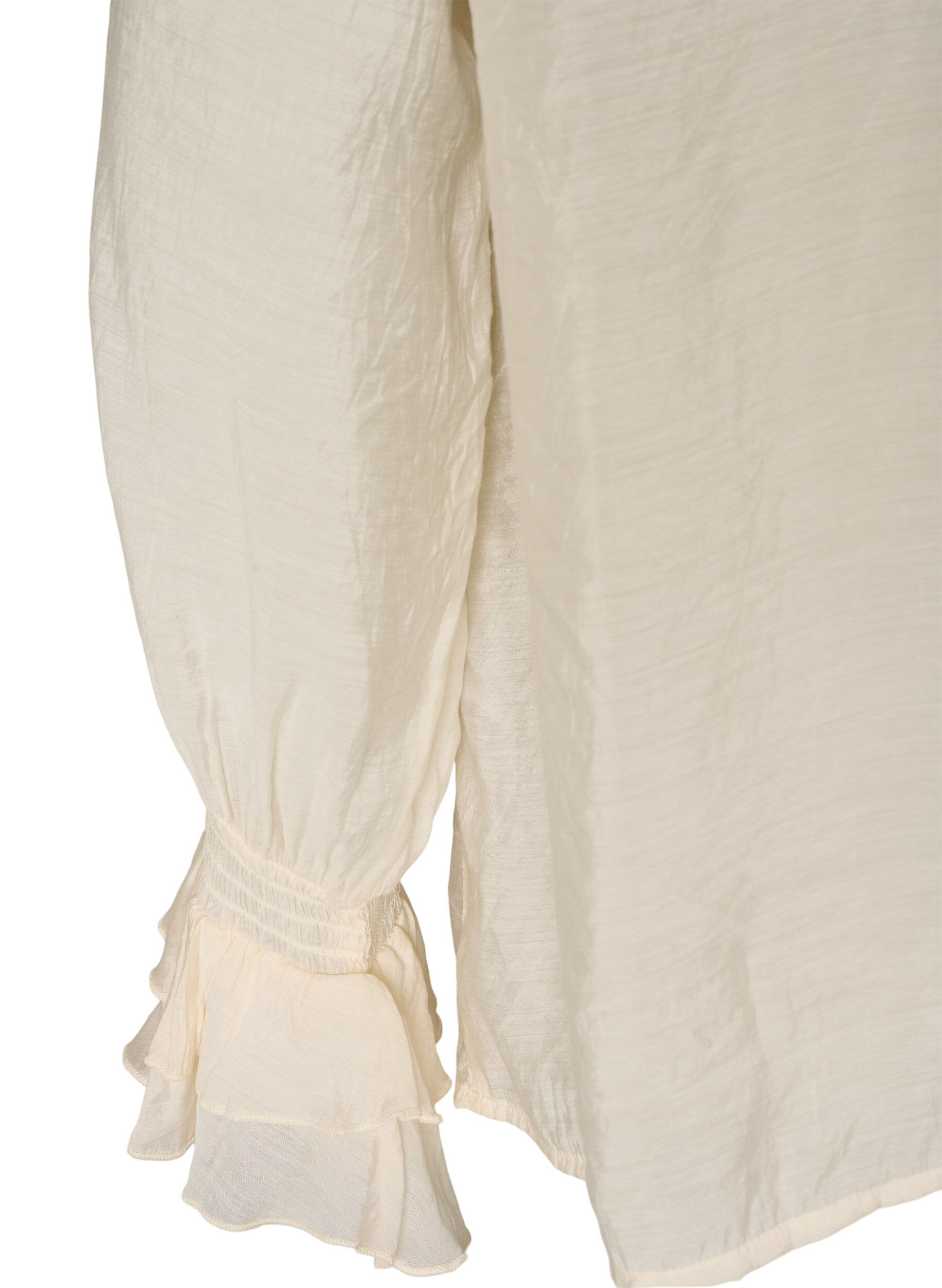 ZizziViscose blouse met ruches en lange mouwen, Vanille, Packshot image number 3