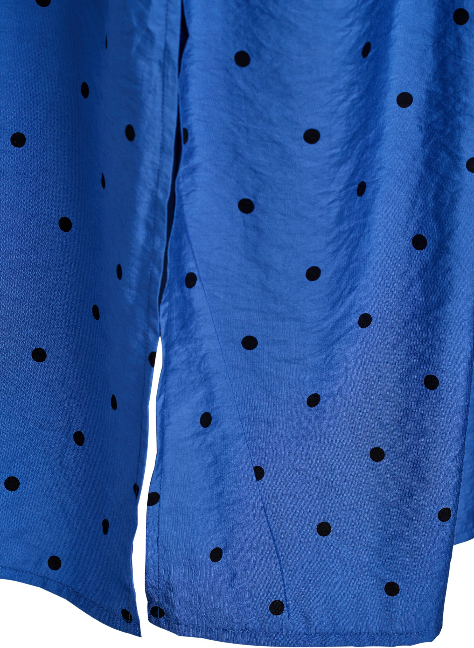 Zizzi Gestippelde midi-jurk met afneembare strikceintuur, Blauw, Packshot image number 3
