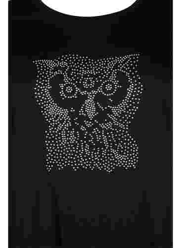 T-shirt van biologisch katoen met studs, Black Owl, Packshot image number 2