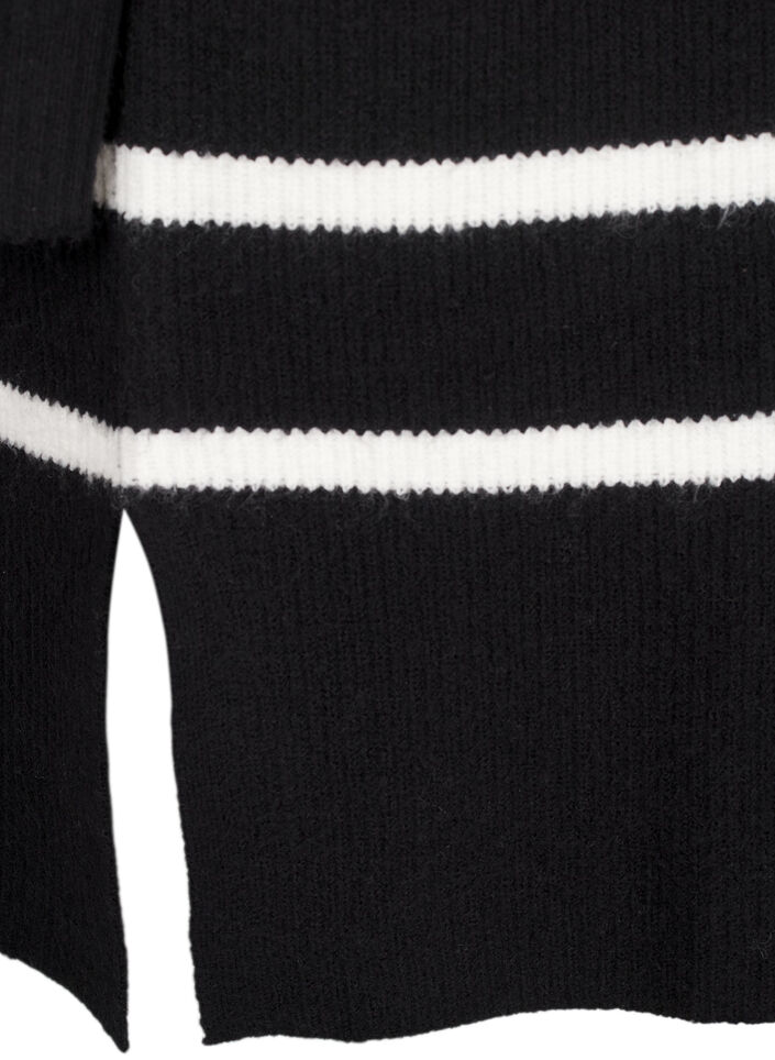 Gebreide jurk met lange mouwen en strepen, Black Cloud D. Comb, Packshot image number 3