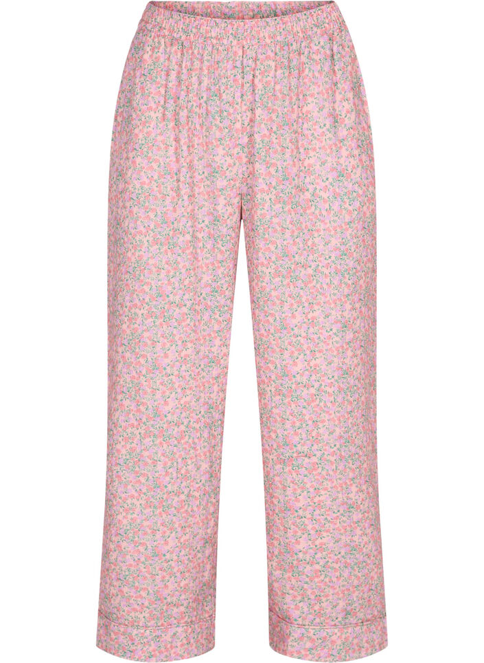 Katoenen pyjama broek met bloemenprint, Powder Pink, Packshot image number 0