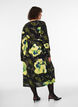 Bloemen wikkeljurk in viscose met een strikceintuur, Zwart, Model image number 1