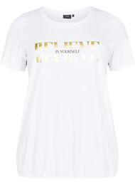 Katoenen T-shirt met print, B. White w. Believe