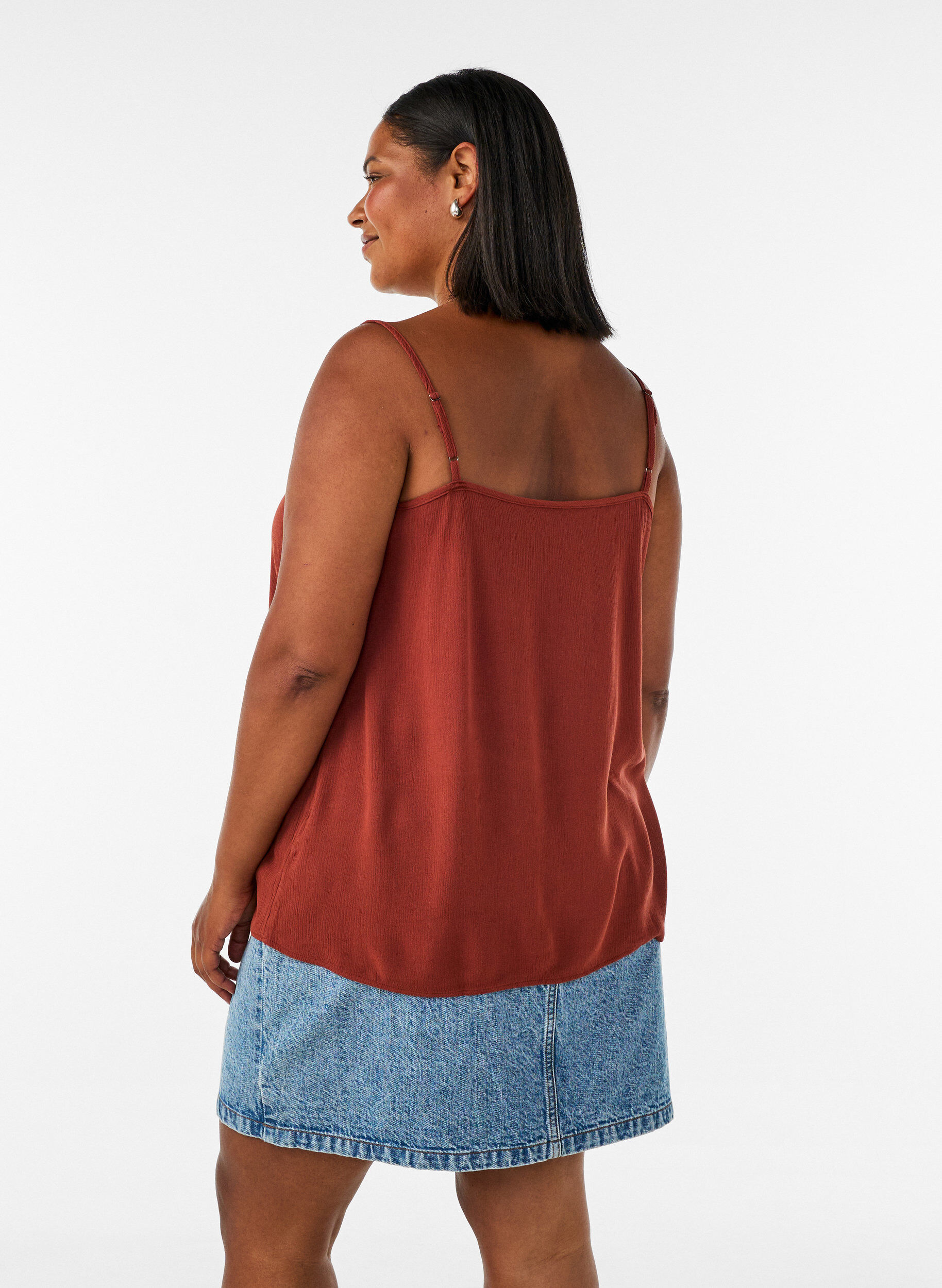 ZizziStrap top in viscose, Rood, Model image number 2
