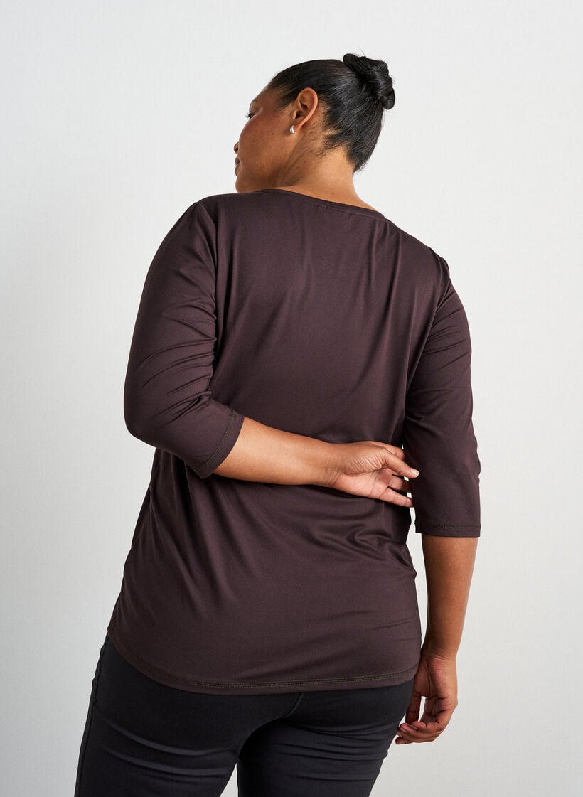 Sporttop met 3/4 mouwen, Brown, Model image number 2