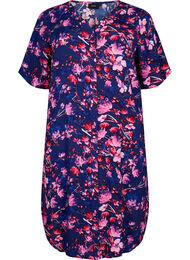 Midi-jurk van viscose met bloemenprint, B. Blue Pink Flower