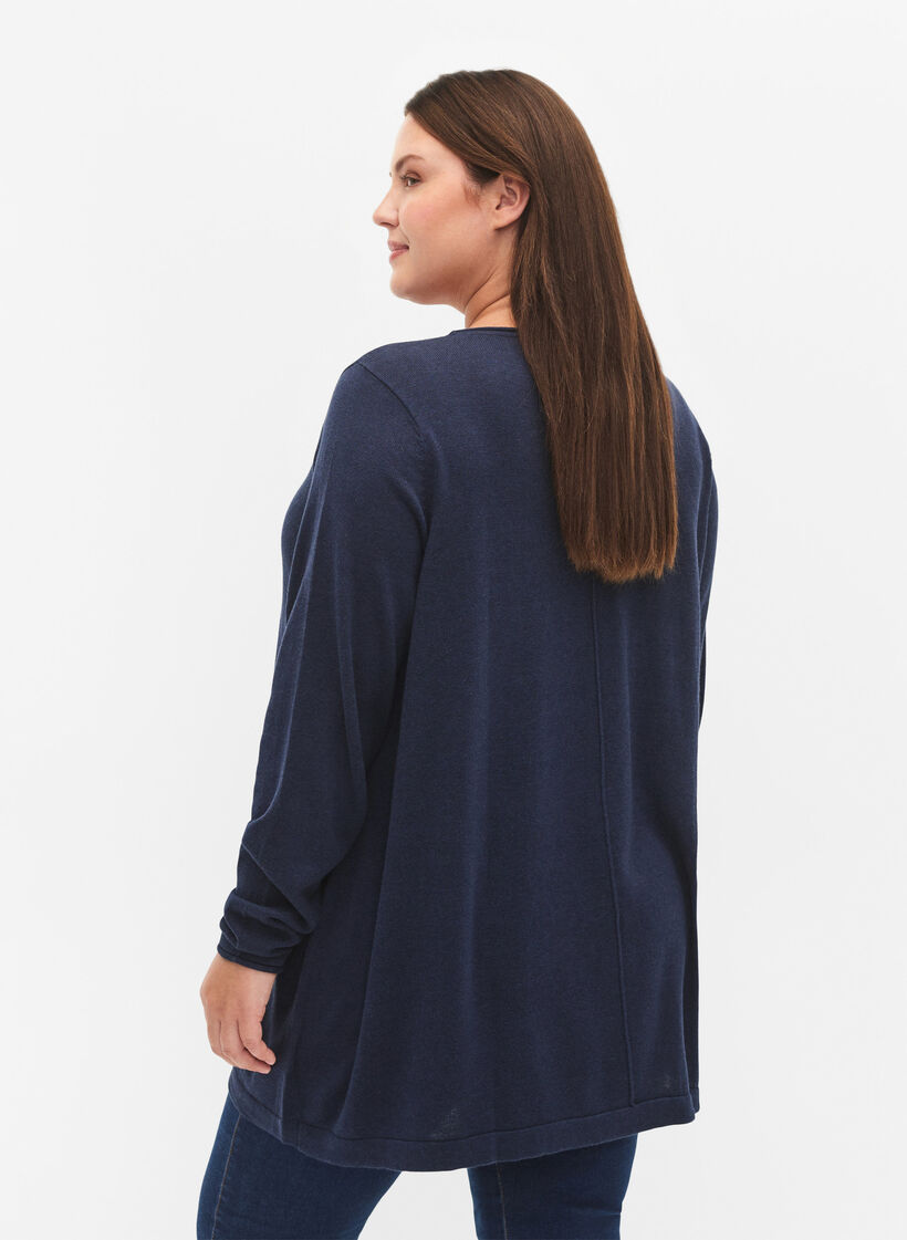 Gebreide blouse gemaakt van katoen en viscose., Blauw, Model image number 2