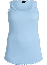 Top met kanten rand, Blauw