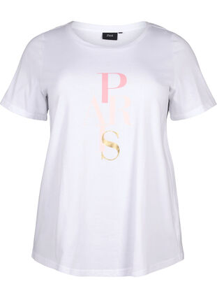 Katoenen T-shirt met tekstopdruk, B. White w. Paris, Packshot image number 0