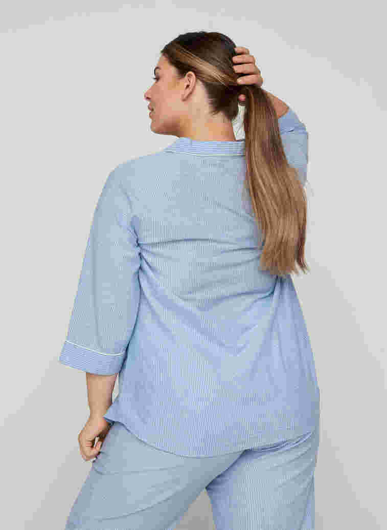 Gestreepte nachthemd in katoen, White/Blue Stripe, Model image number 1