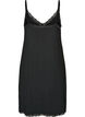 Viscose nachthemd met kant en splitten, Zwart, Packshot image number 1