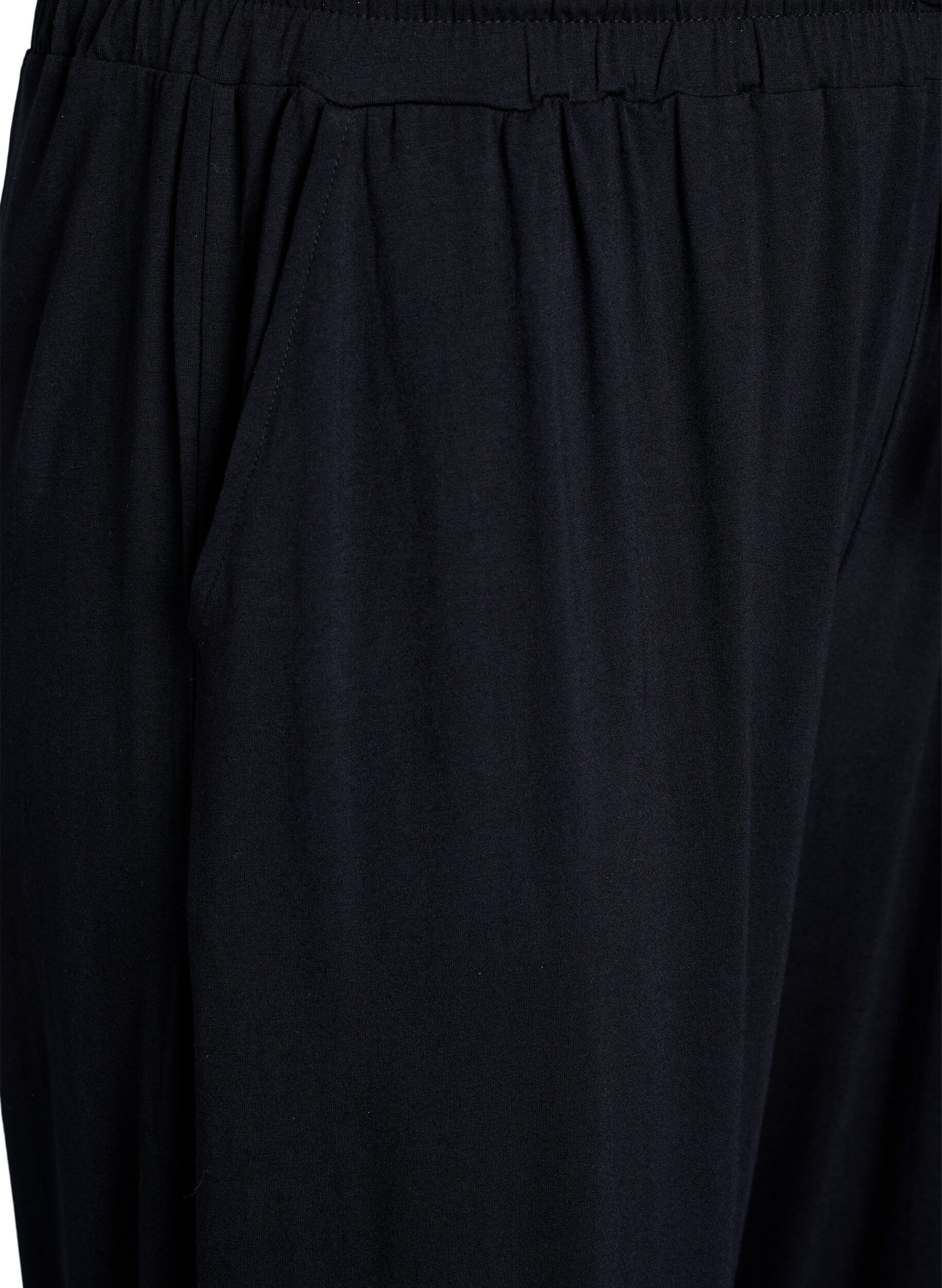 ZizziLosse nachtbroek in viscose jersey met zakken, Zwart, Packshot image number 2